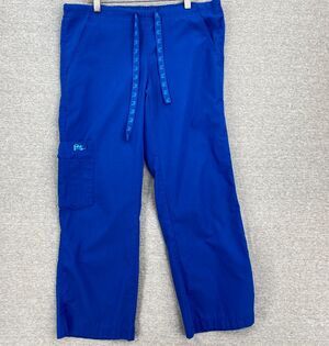 Peaches Sport Scrub Pants Womens Blue Small Bottoms Nurse Medical Uniform Vet